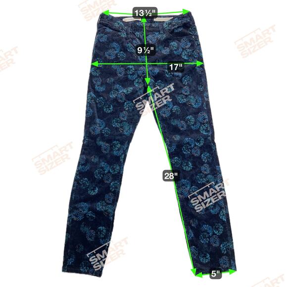 Pilcro and the Letterpress Script Velvet Ankle Jeans Navy Blue Floral Size 27 - Picture 5 of 15